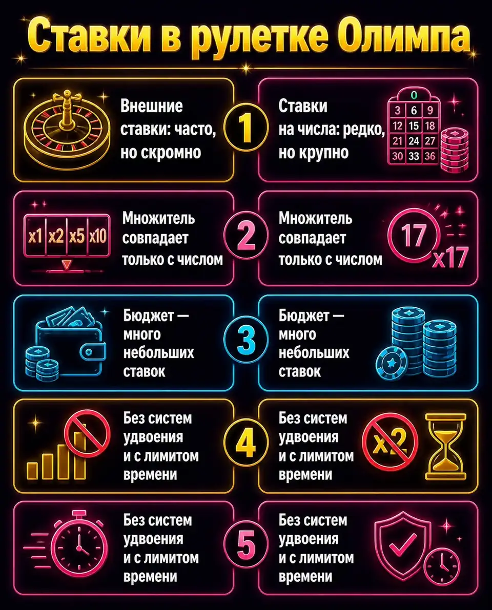 Сравнение внешних ставок и ставок на числа в Gates of Olympus Roulette