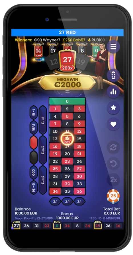 Mega Roulette — скриншот игрового поля