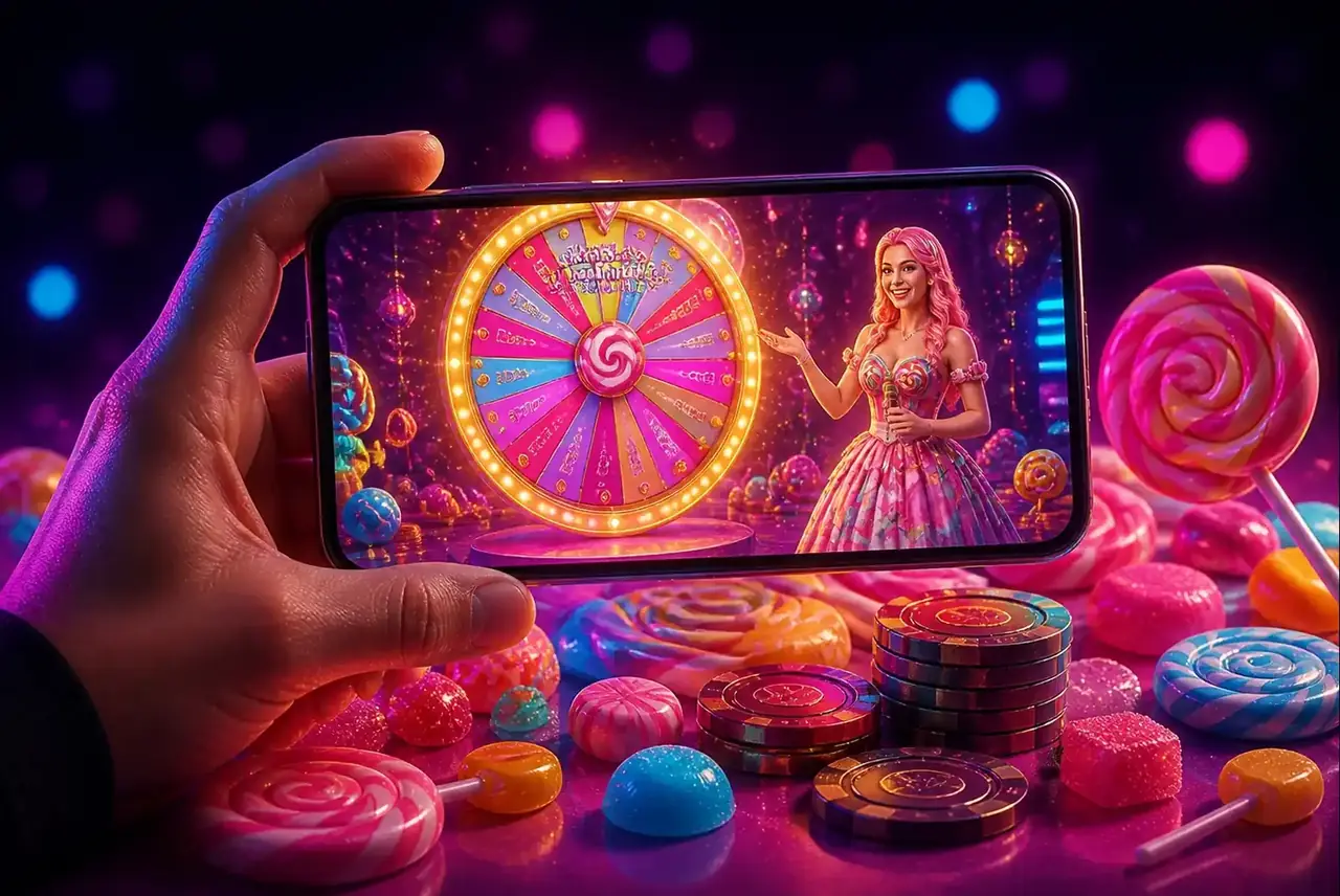 Трансляция Sweet Bonanza CandyLand на смартфоне среди конфет