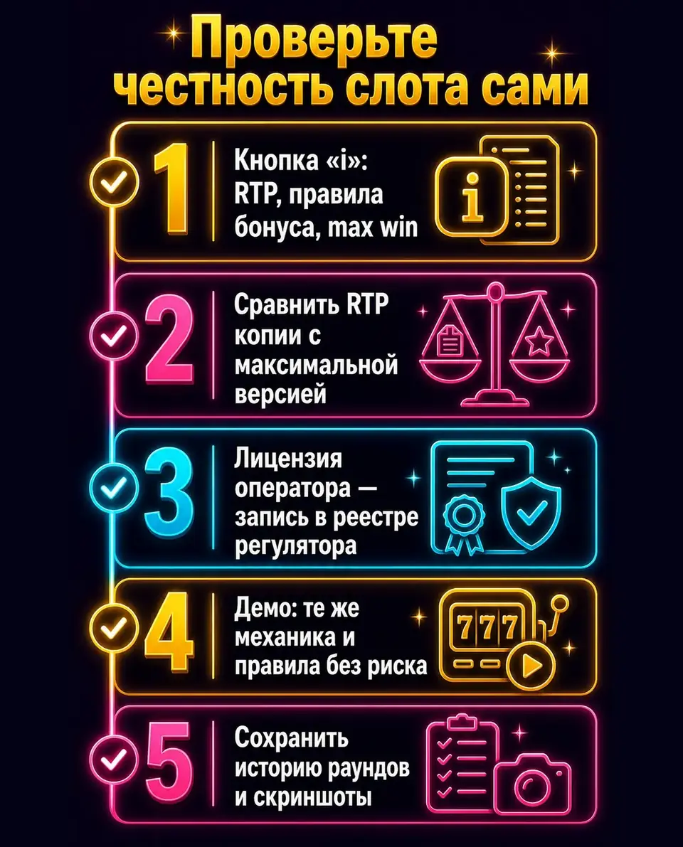 Чек-лист самостоятельной проверки честности игры Pragmatic Play