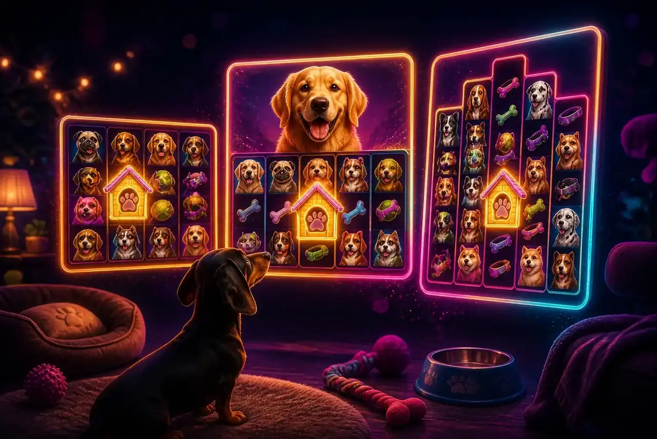 Три версии серии The Dog House на светящихся экранах