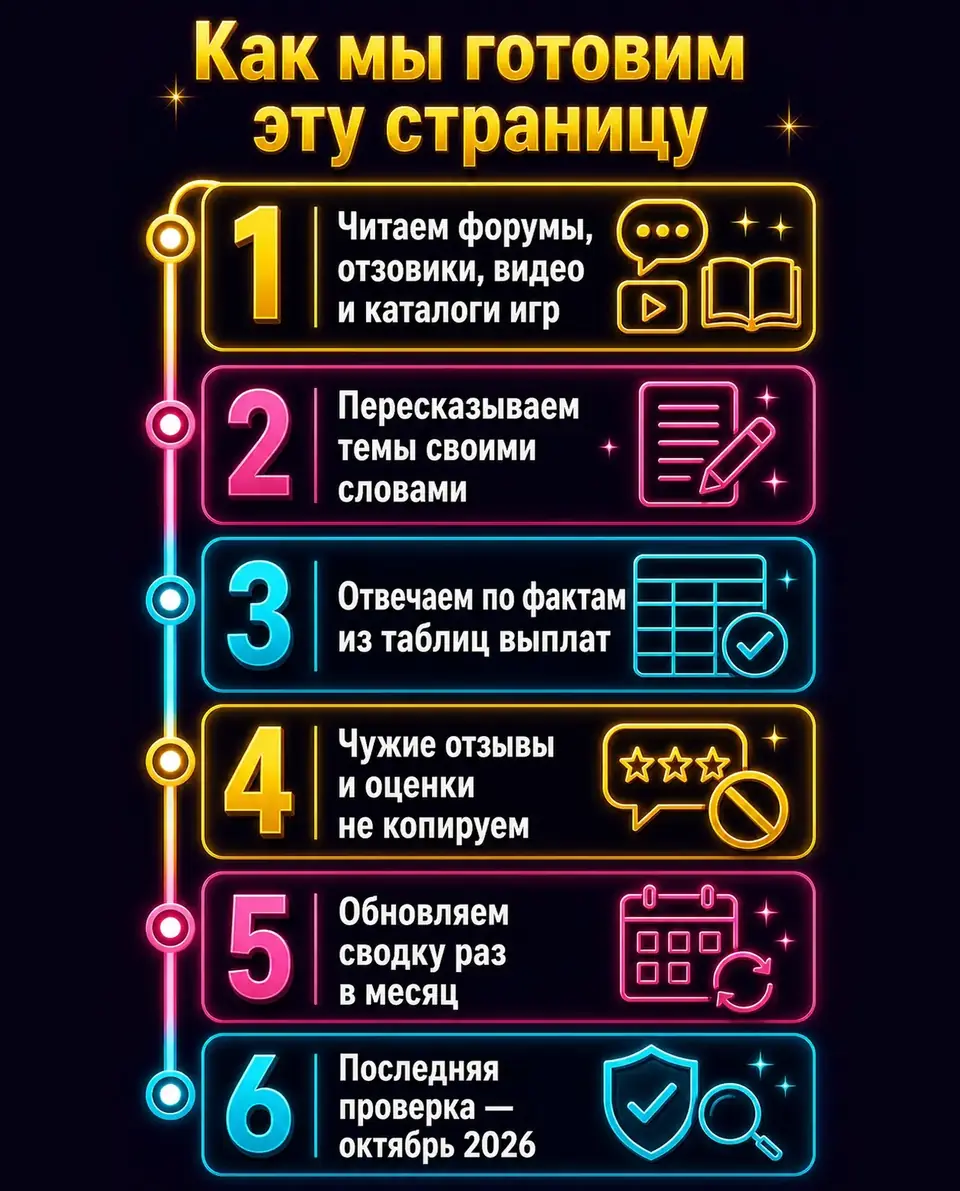 Шаги подготовки страницы отзывов о Sugar Rush редакцией