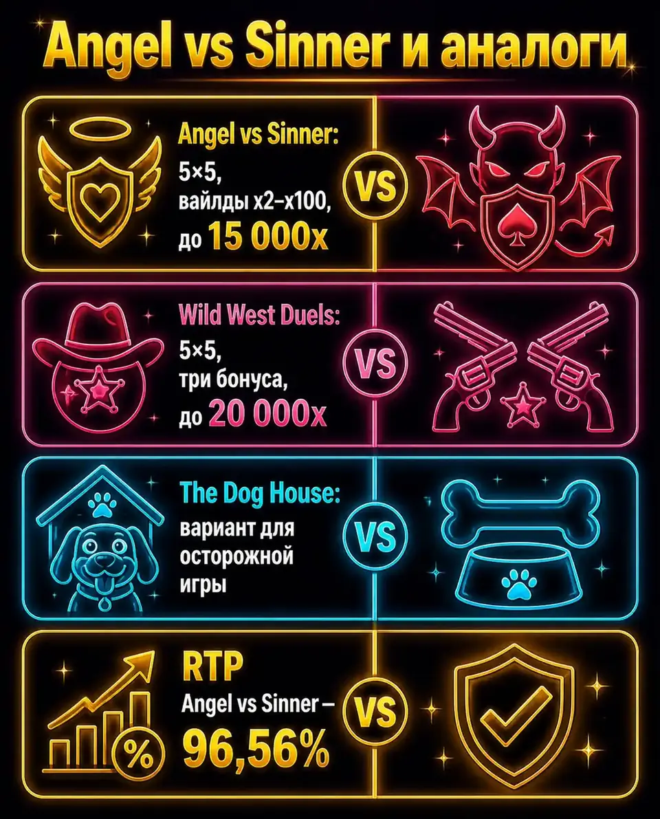 Сравнение Angel vs Sinner с Wild West Duels и The Dog House