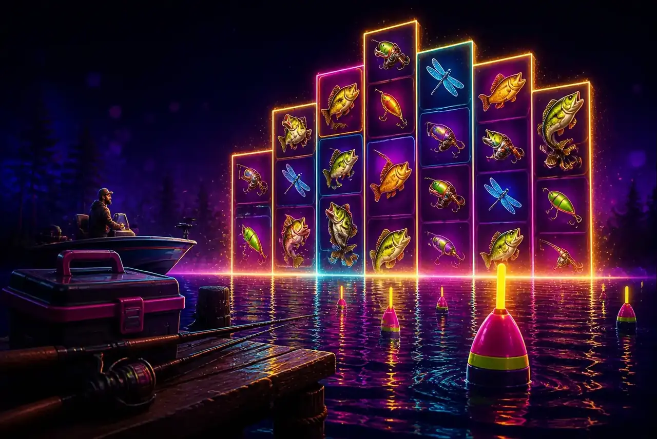 Озеро и рыбак Big Bass Bonanza Megaways с меняющейся сеткой