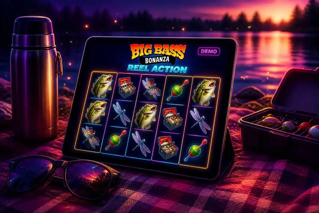 Демо Big Bass Bonanza – Reel Action на планшете у озера