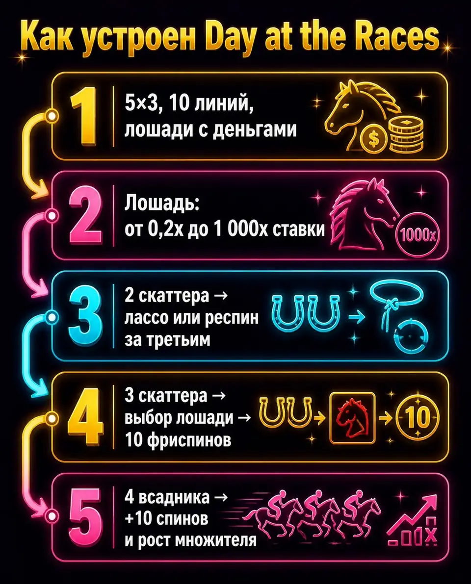 Схема механики Big Bass Day at the Races