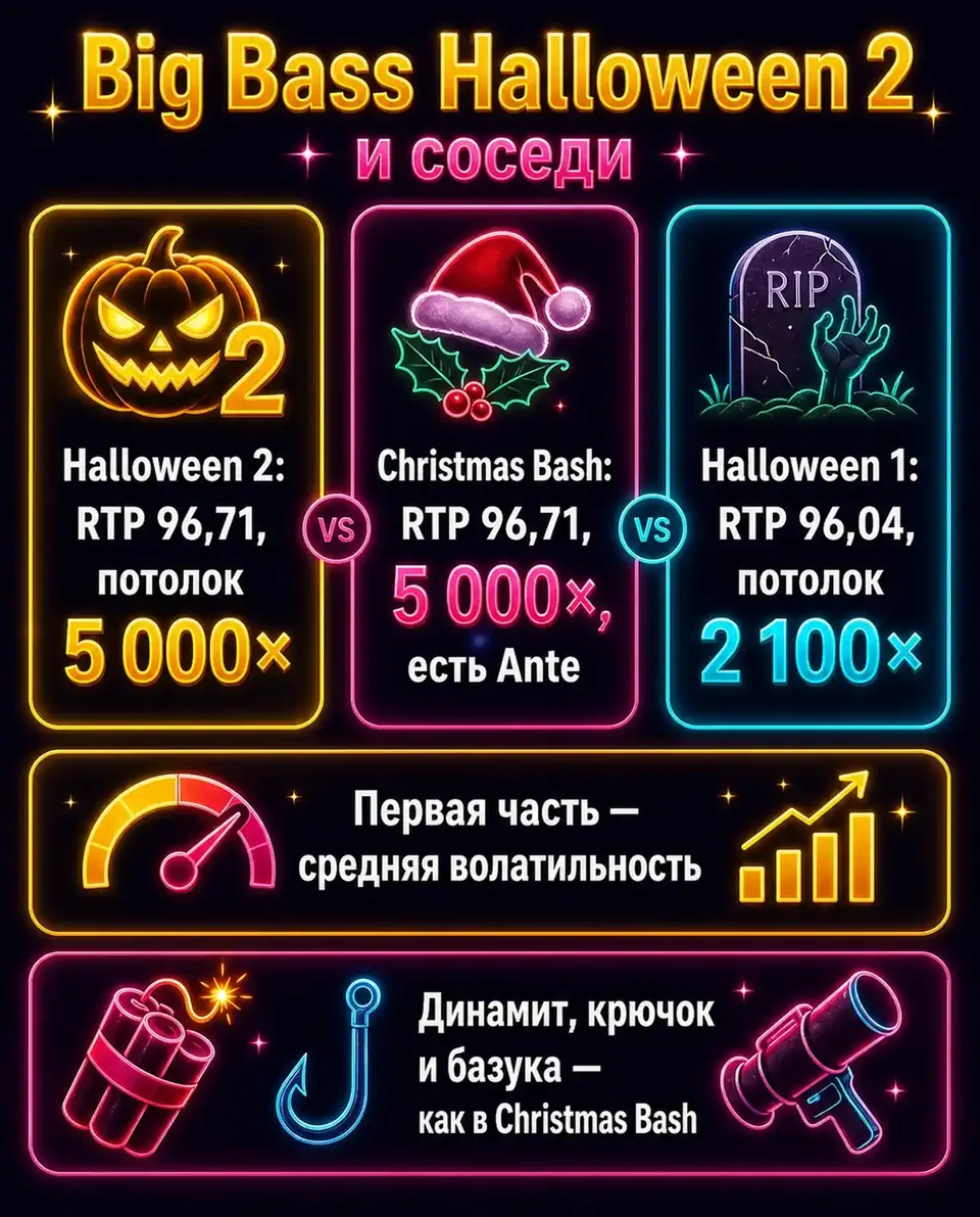 Сравнение Big Bass Halloween 2 с первой частью и Christmas Bash