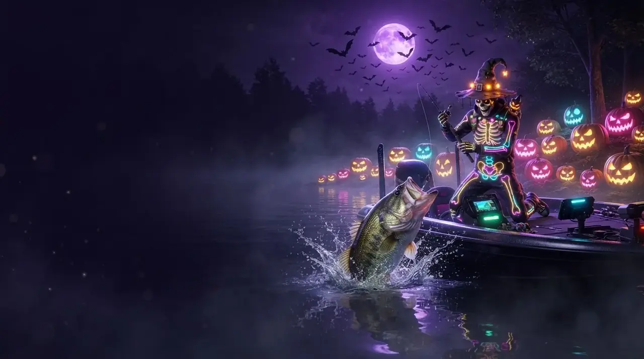 Big Bass Halloween — иллюстрация к слоту Pragmatic Play (Хэллоуин, рыбалка)