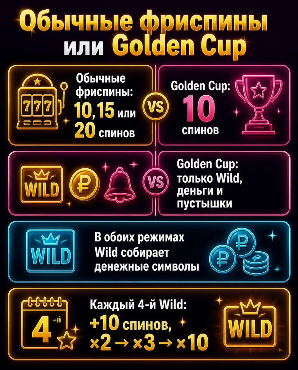 Сравнение обычных фриспинов и Golden Cup в Big Bass Return to the Races