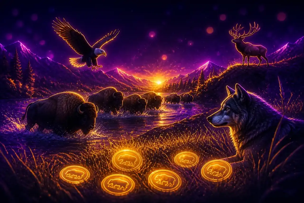 Прерии Buffalo King: бизоны, орёл, волк и золотые монеты