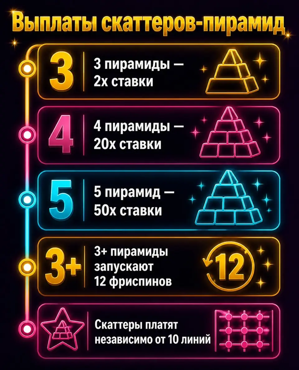 Шкала выплат скаттеров-пирамид в слоте Eye of the Storm