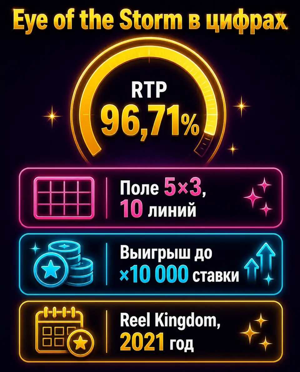 Кольцевой показатель RTP и ключевые факты слота Eye of the Storm