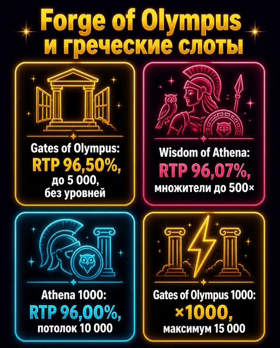 Сравнение Forge of Olympus с Gates of Olympus и Wisdom of Athena