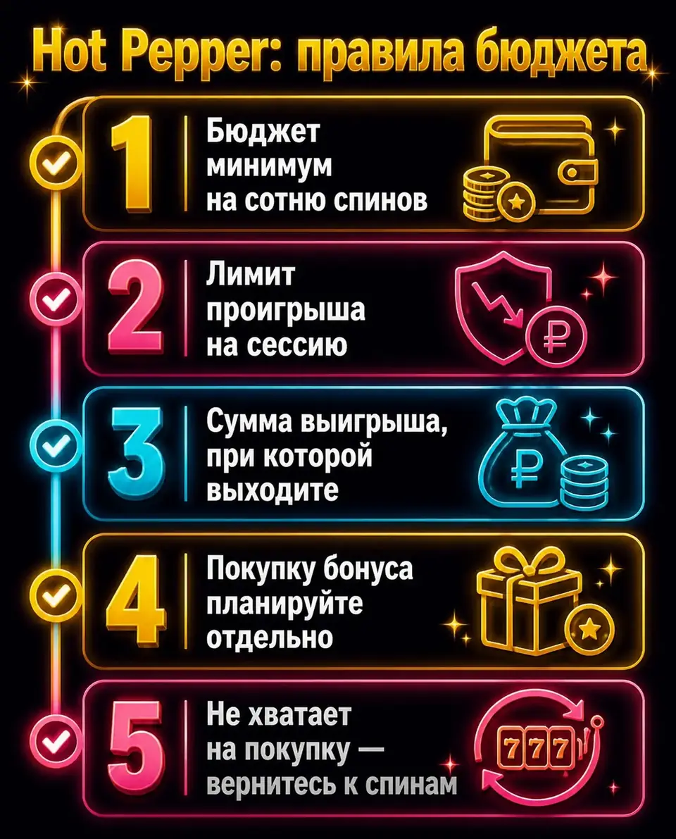 Чек-лист бюджета и лимитов для игры в Hot Pepper