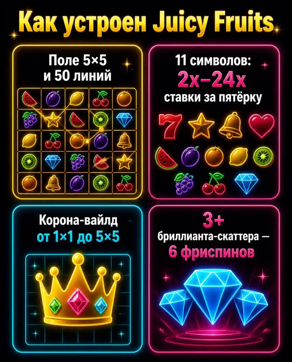Четыре факта об устройстве слота Juicy Fruits