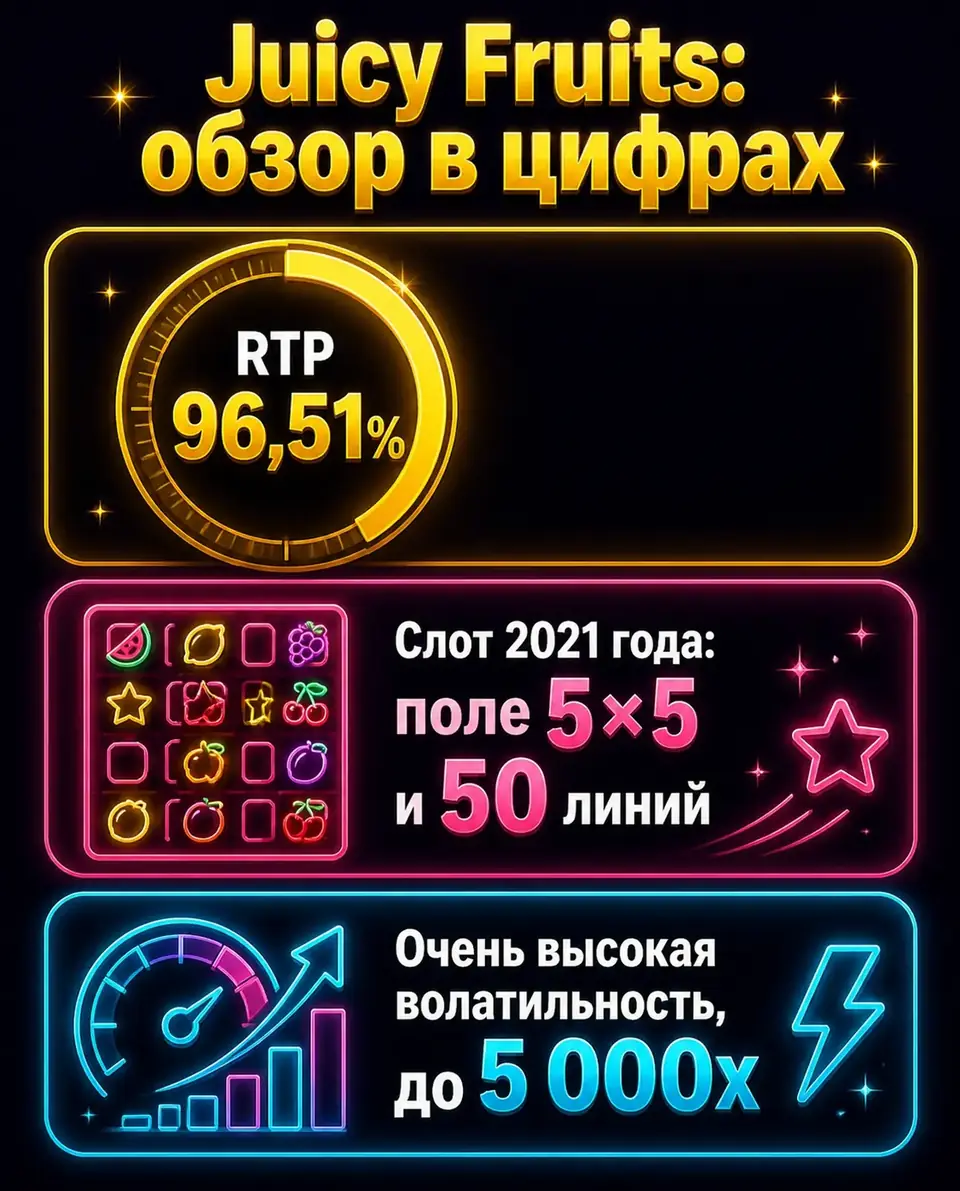 Кольцевой показатель RTP и ключевые факты Juicy Fruits