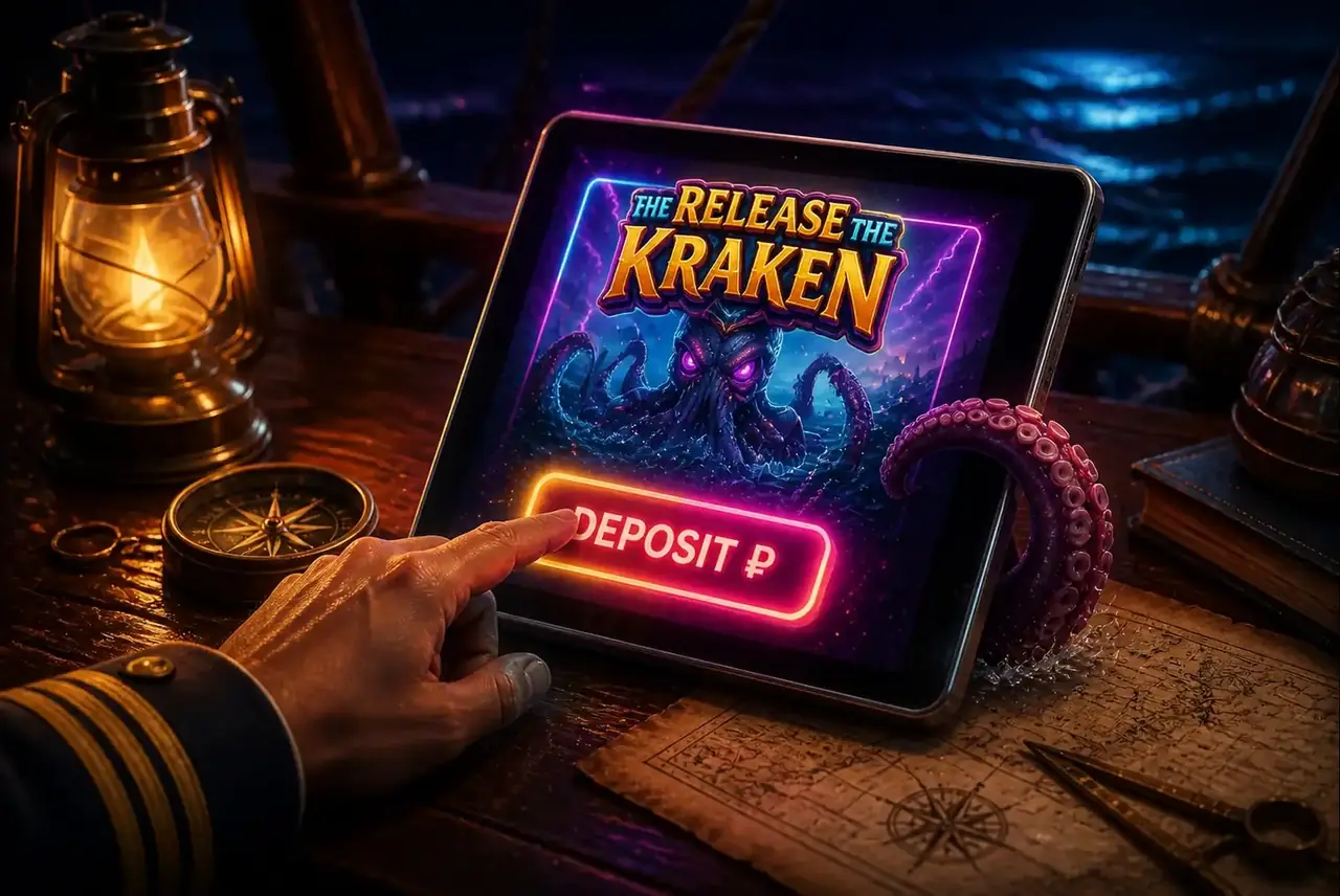 Планшет со слотом Release the Kraken на столе капитана
