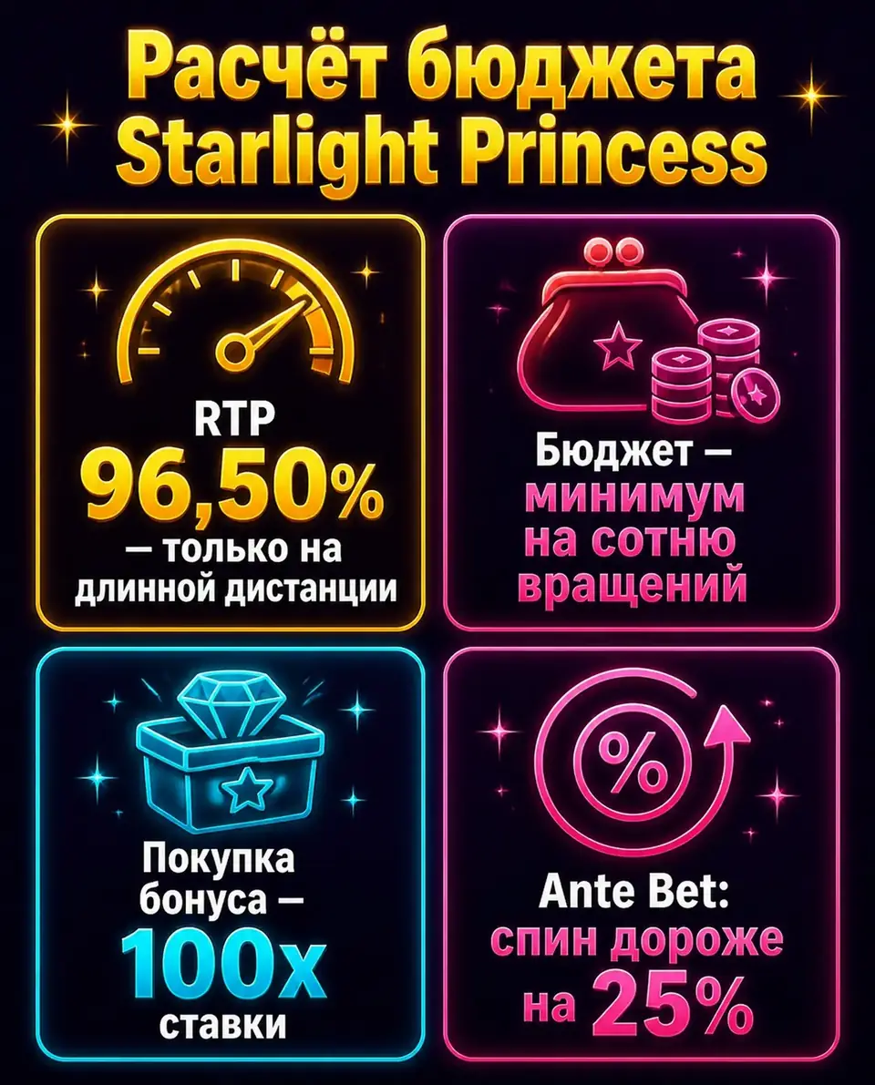 Карточки с правилами бюджета для Starlight Princess