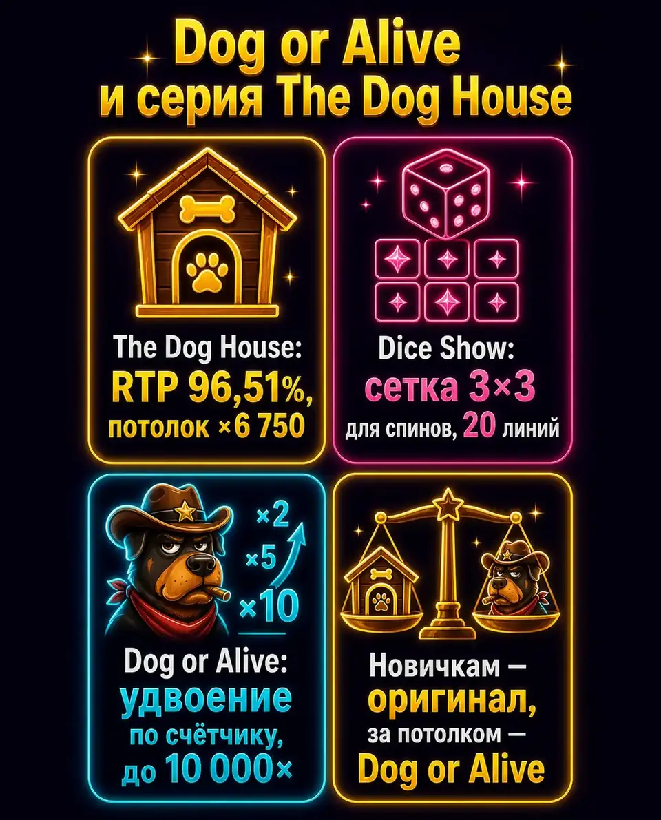 Сравнение Dog or Alive с The Dog House и Dice Show