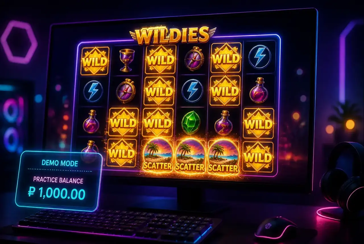 Демо-режим Wildies на мониторе с подсвеченными скаттерами