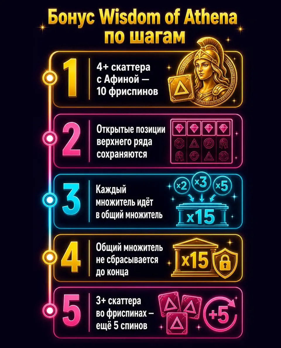 Шаги бонусного раунда Wisdom of Athena